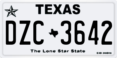 TX license plate DZC3642