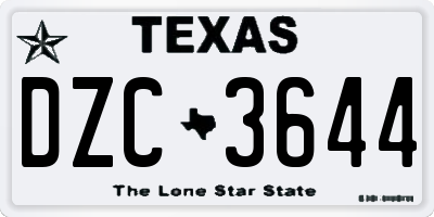 TX license plate DZC3644