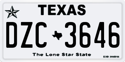 TX license plate DZC3646