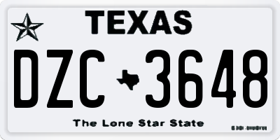 TX license plate DZC3648