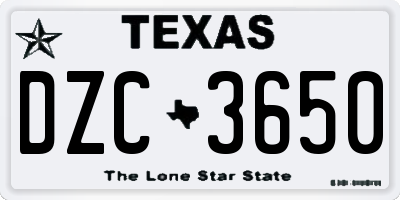 TX license plate DZC3650