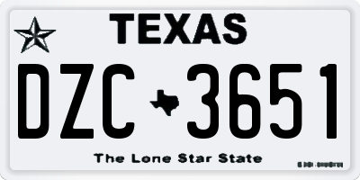 TX license plate DZC3651