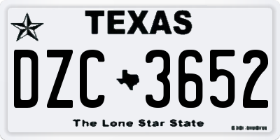 TX license plate DZC3652