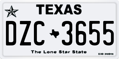 TX license plate DZC3655