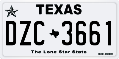 TX license plate DZC3661
