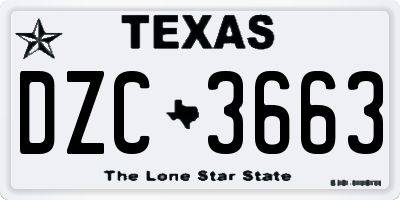 TX license plate DZC3663