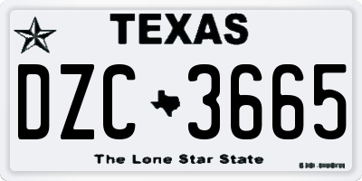 TX license plate DZC3665