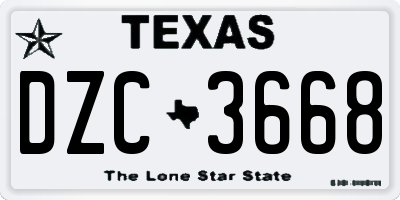 TX license plate DZC3668