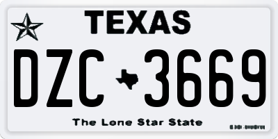 TX license plate DZC3669