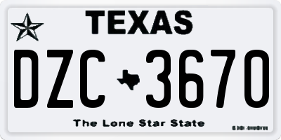 TX license plate DZC3670