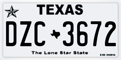 TX license plate DZC3672