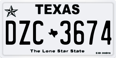 TX license plate DZC3674