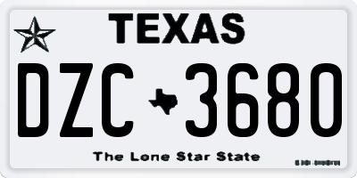 TX license plate DZC3680