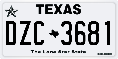 TX license plate DZC3681