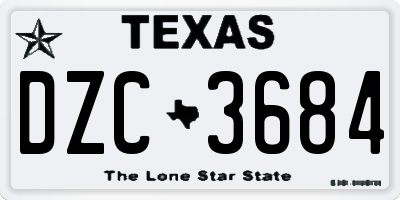 TX license plate DZC3684