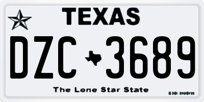 TX license plate DZC3689
