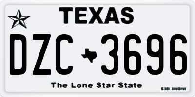 TX license plate DZC3696