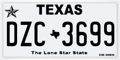 TX license plate DZC3699