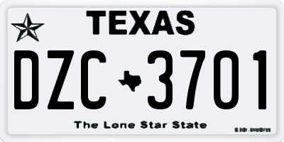 TX license plate DZC3701