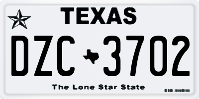 TX license plate DZC3702