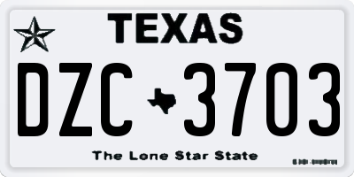 TX license plate DZC3703