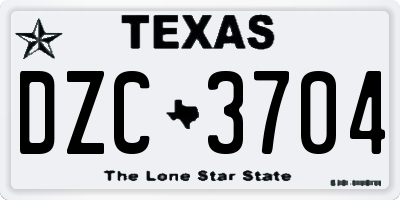 TX license plate DZC3704