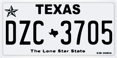 TX license plate DZC3705