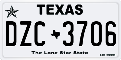 TX license plate DZC3706