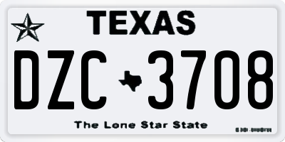 TX license plate DZC3708