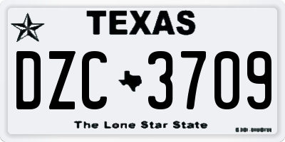 TX license plate DZC3709