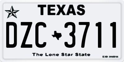TX license plate DZC3711