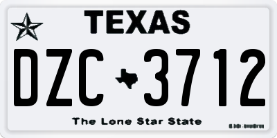 TX license plate DZC3712