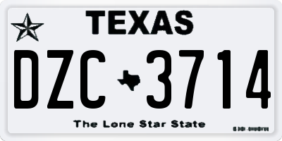 TX license plate DZC3714