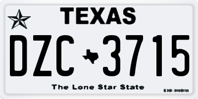 TX license plate DZC3715