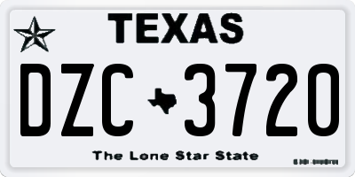 TX license plate DZC3720