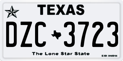TX license plate DZC3723