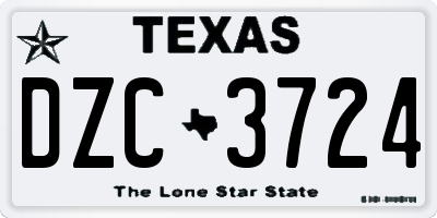TX license plate DZC3724