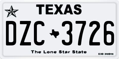 TX license plate DZC3726