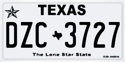 TX license plate DZC3727