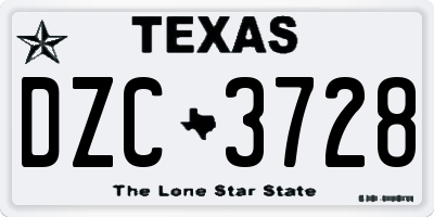 TX license plate DZC3728