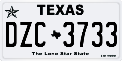 TX license plate DZC3733