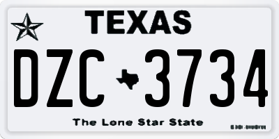 TX license plate DZC3734
