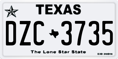TX license plate DZC3735
