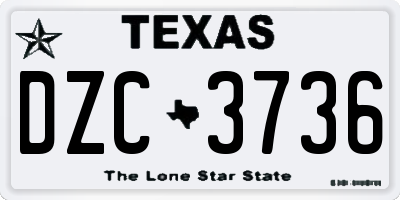 TX license plate DZC3736