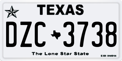 TX license plate DZC3738