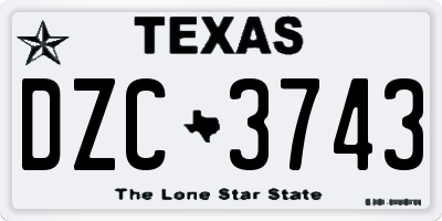 TX license plate DZC3743