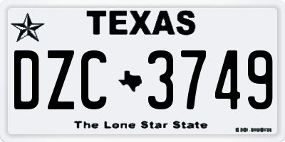 TX license plate DZC3749