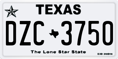 TX license plate DZC3750