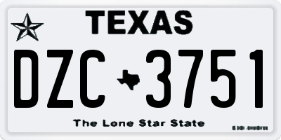 TX license plate DZC3751