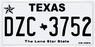 TX license plate DZC3752
